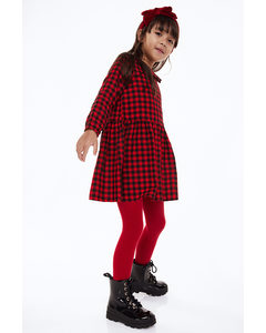 Patterned Flounced Dress Red/checked