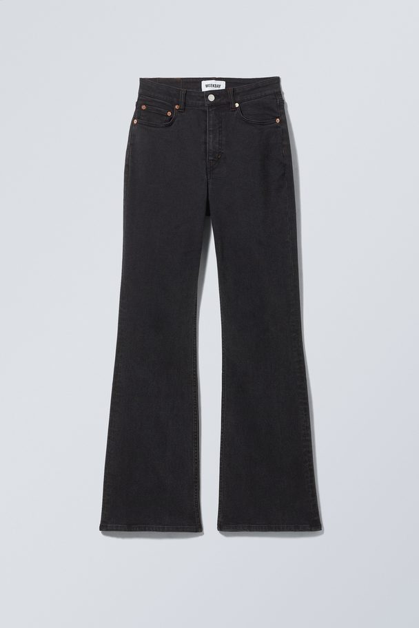 Weekday Glow Curve High Flared Jeans Black Lux