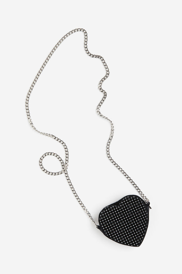H&M Heart-shaped Bag Black/studs