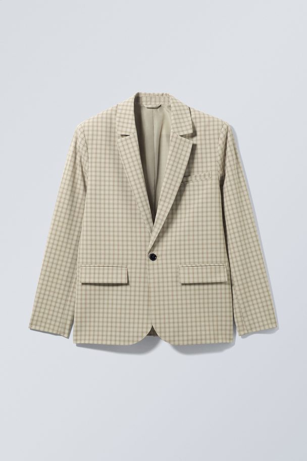 Weekday Olle Checked Suit Jacket Beige Check