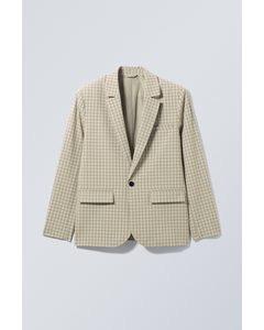 Olle Checked Suit Jacket Beige Check