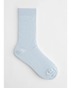 Rib Knit Socks Light Blue