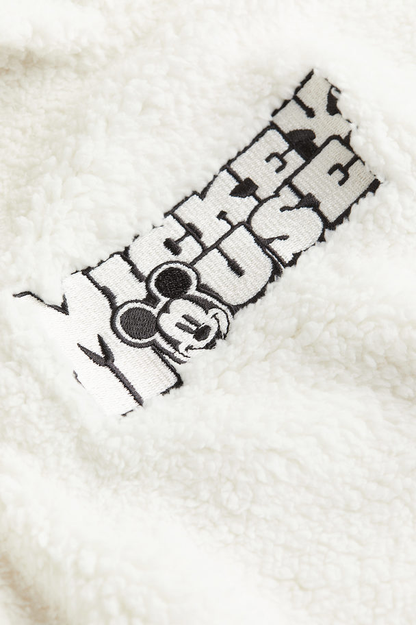 H&M Oversized Hættetrøje Med Motiv Creme/mickey Mouse