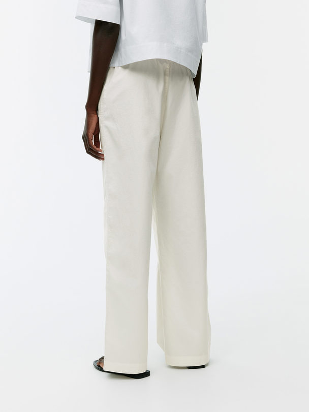 ARKET Washed Cotton Trousers Off White