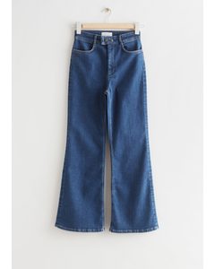Flared High Waist Jeans Mittelblau