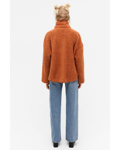 Faux Fleece High Neck Sweater Orange