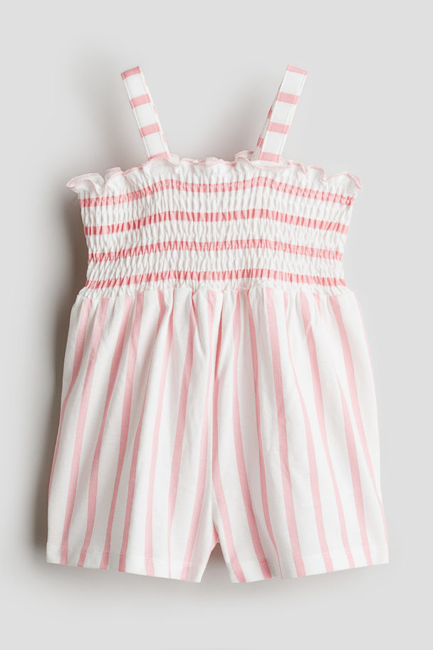 H&M Cotton Jersey Romper Suit Light Pink/striped