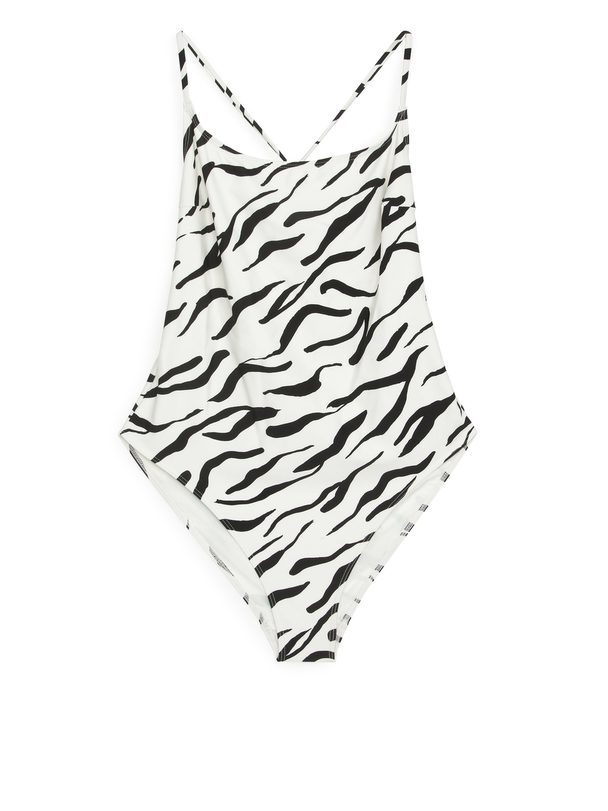 ARKET Cross-back Swimsuit White/black