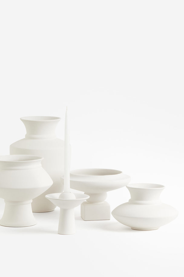 H&M HOME Niedrige Vase aus Steingut Weiß