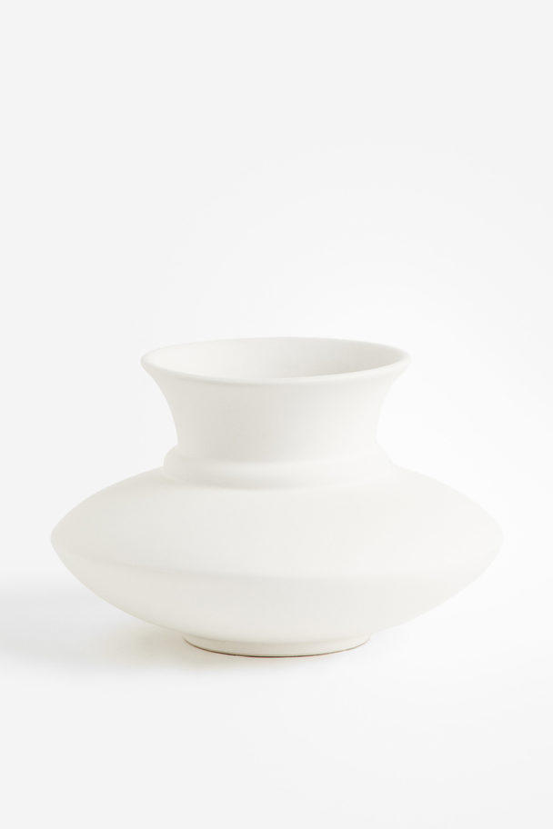 H&M HOME Low Stoneware Vase White