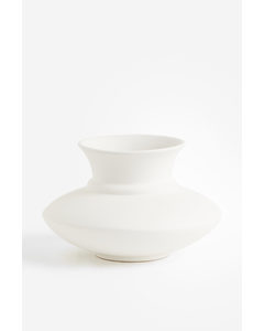 Niedrige Vase aus Steingut Weiß