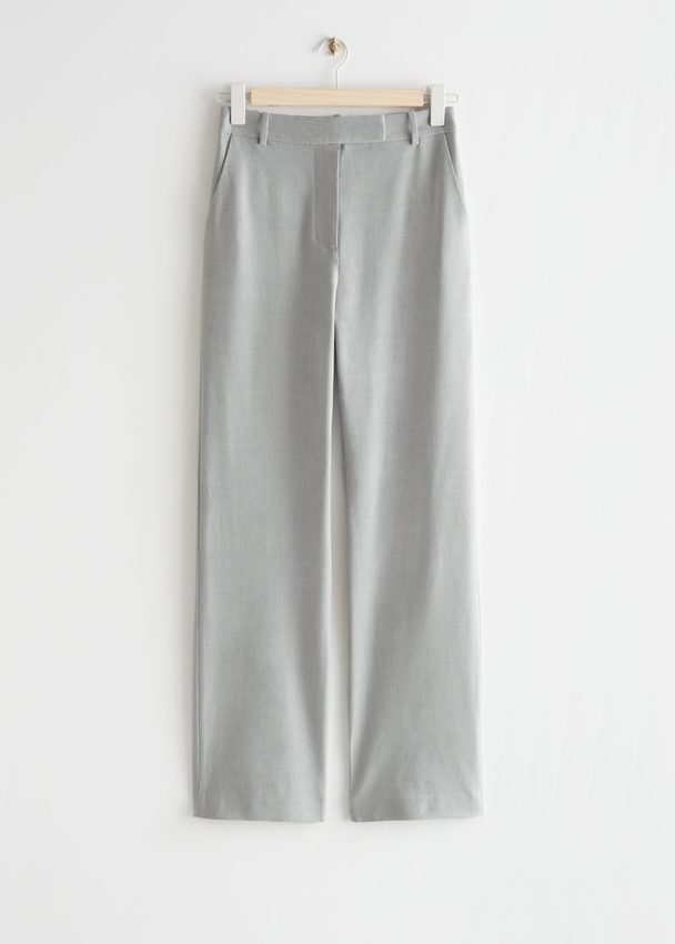 & Other Stories Straight High Waist Trousers Light Grey