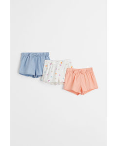 3-pack Cotton Shorts Light Blue/hearts