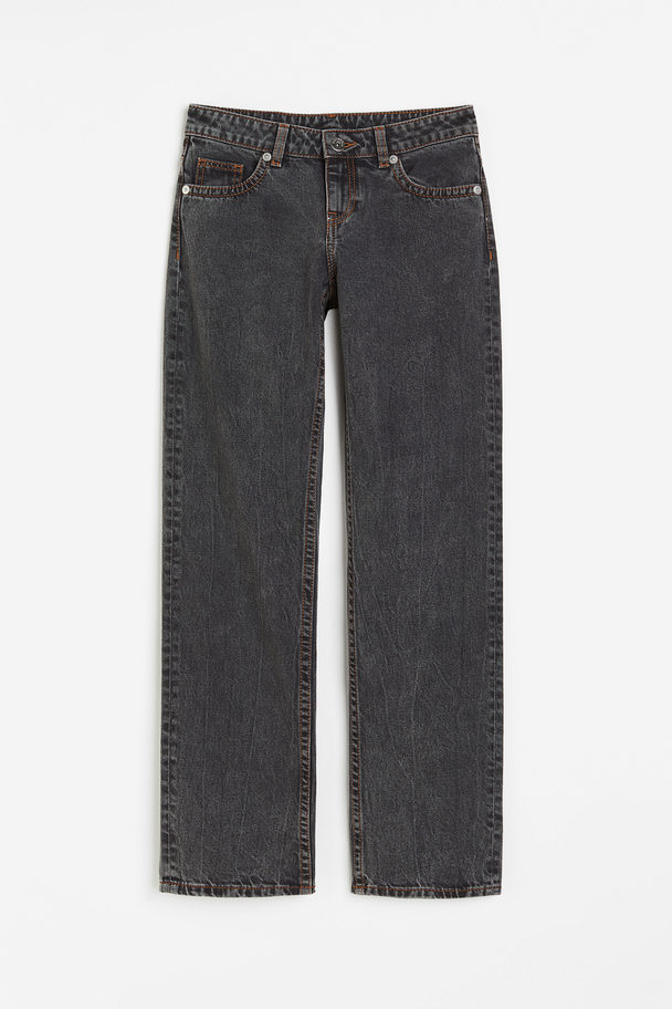 H&M Straight Low Jeans Mørk Grå