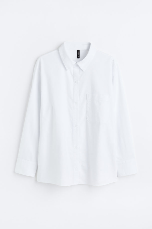 H&M H&m+ Oxfordvævet Overshirt Hvid