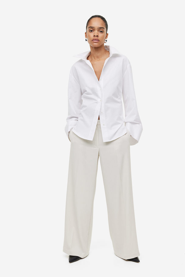 H&M Wide Tailored Trousers Light Beige
