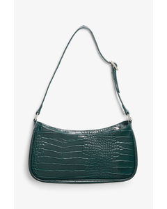 Kleine waldgrüne Handtasche aus Kroko-Imitat Waldgrünes Kroko-Imitat