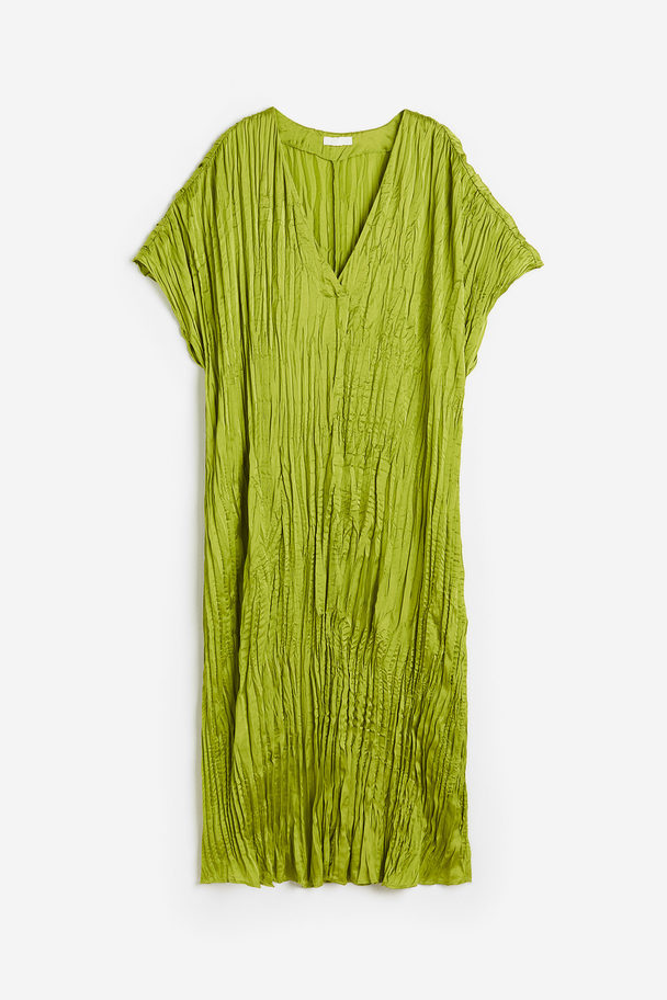 H&M Plissiertes Tunikakleid Olivgrün
