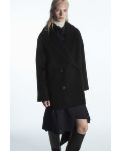 Oversized Shawl-collar Wool Jacket Black
