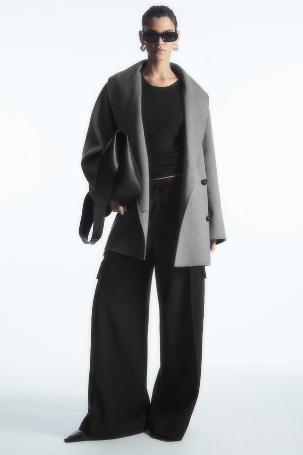 COS Oversized Shawl-collar Wool Jacket Grey Mélange