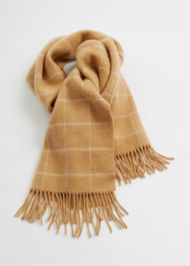 & Other Stories Fringed Wool Blanket Scarf Lion Yellow