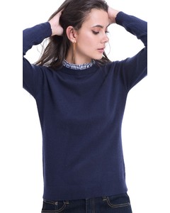 Vichy Ruffled Neck Sweater