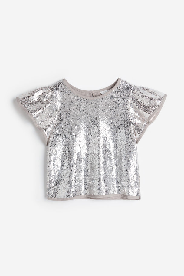 H&M Sequined Blouse Silver-coloured