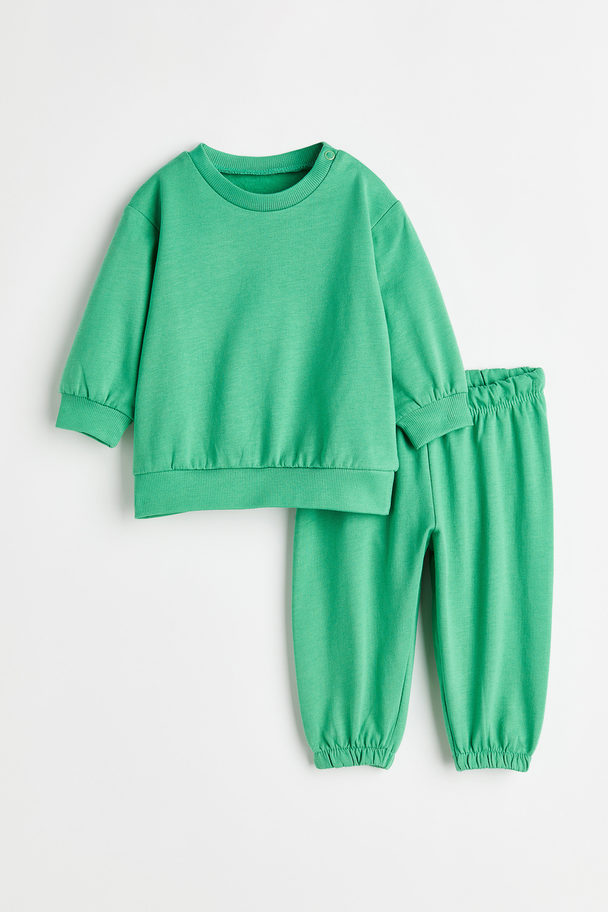 H&M 2-piece Sweatshirt Set Green