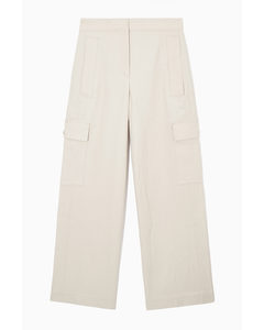 Wide-leg Cargo Trousers Beige