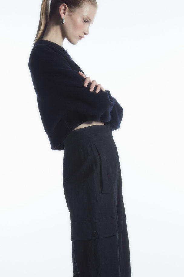 COS Wide-leg Cargo Trousers Navy