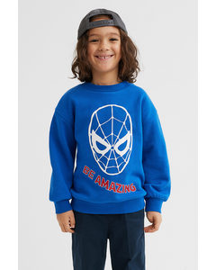 Oversized Printed Sweatshirt Bright Blue/spider-man
