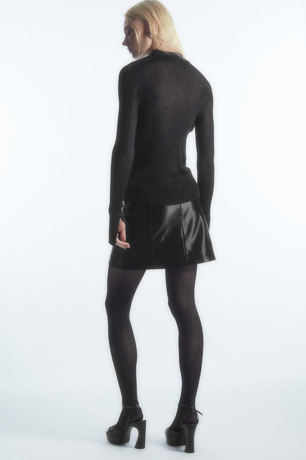 COS High-shine Satin Mini Skirt Black