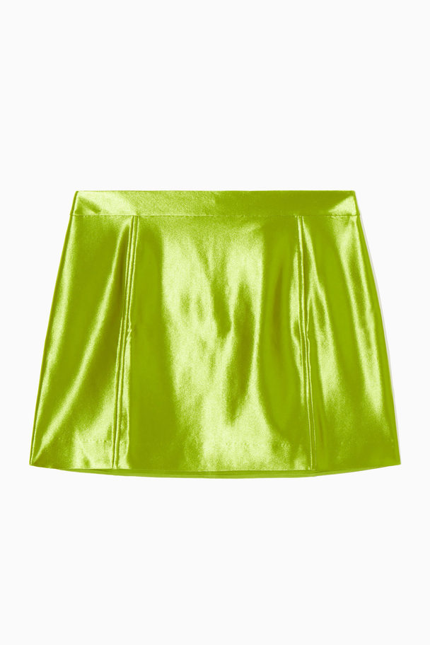 COS High-shine Satin Mini Skirt Green