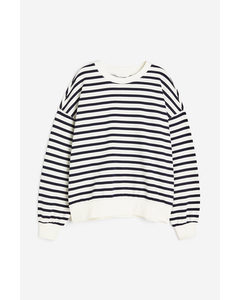 Sweatshirt White/dark Blue Striped