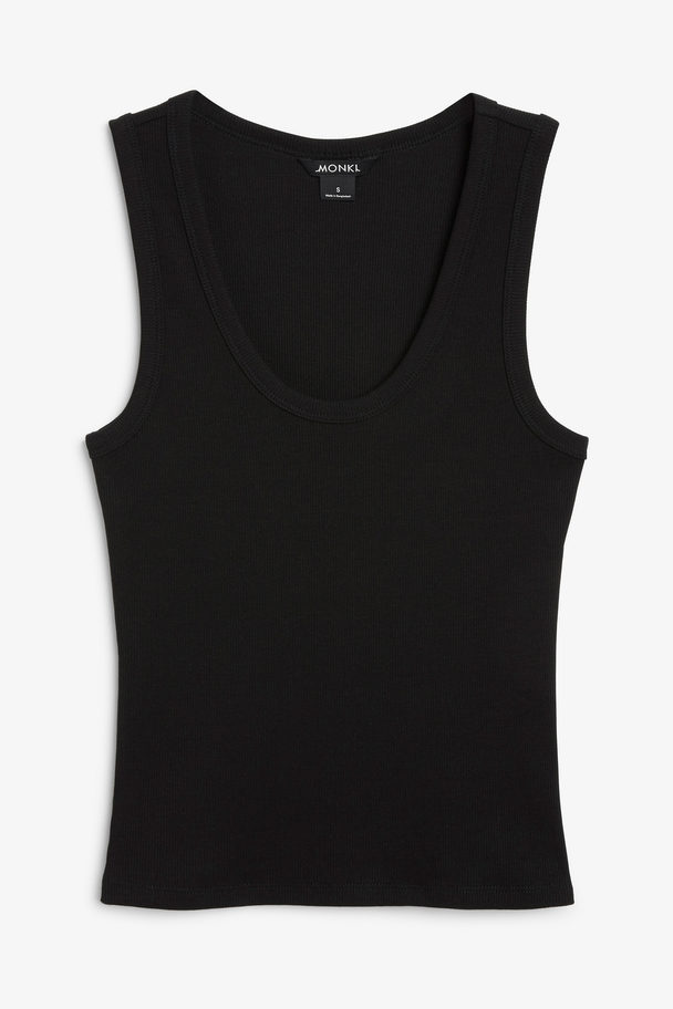 Monki Schwarzes Tanktop mit tiefem Ausschnitt Schwarz