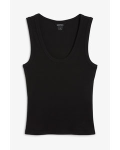 Black Scoop Neck Tank Top Black