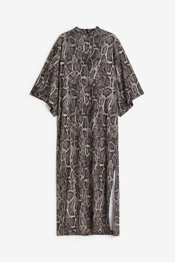 H&M Kjole I Jersey Mørkegrå/slangeskindsmønstret