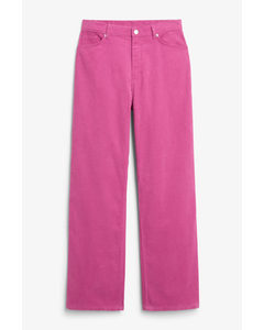 Yoko High Waist Pink Corduroy Trousers Bright Pink