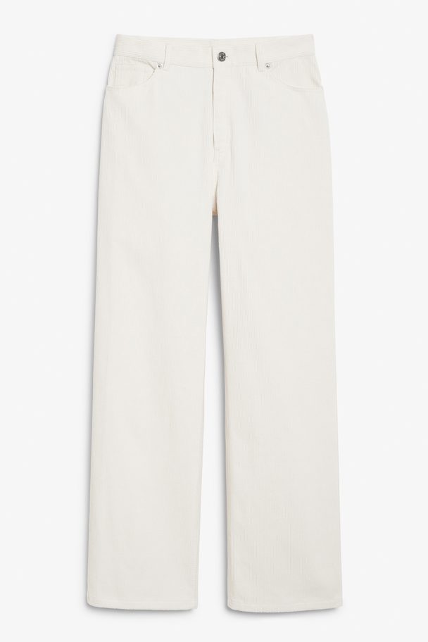 Monki Yoko Corduroy Trousers High Waist Wide Leg Off-white Off-white