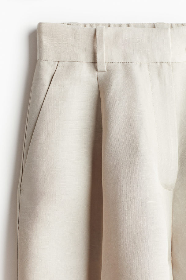 H&M Short Van Linnenmix Lichtbeige