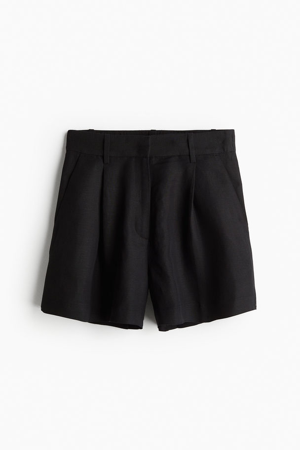 H&M Shorts I Linmix Svart