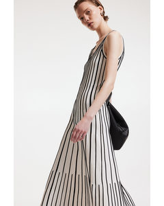 Knitted A-line Dress White/black Striped