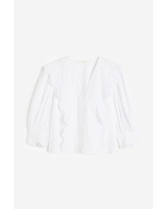 Broderie Anglaise-detail Blouse White