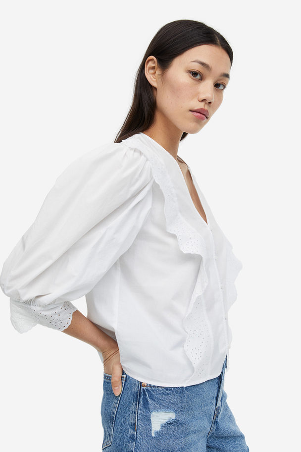 H&M Broderie Anglaise-detail Blouse White