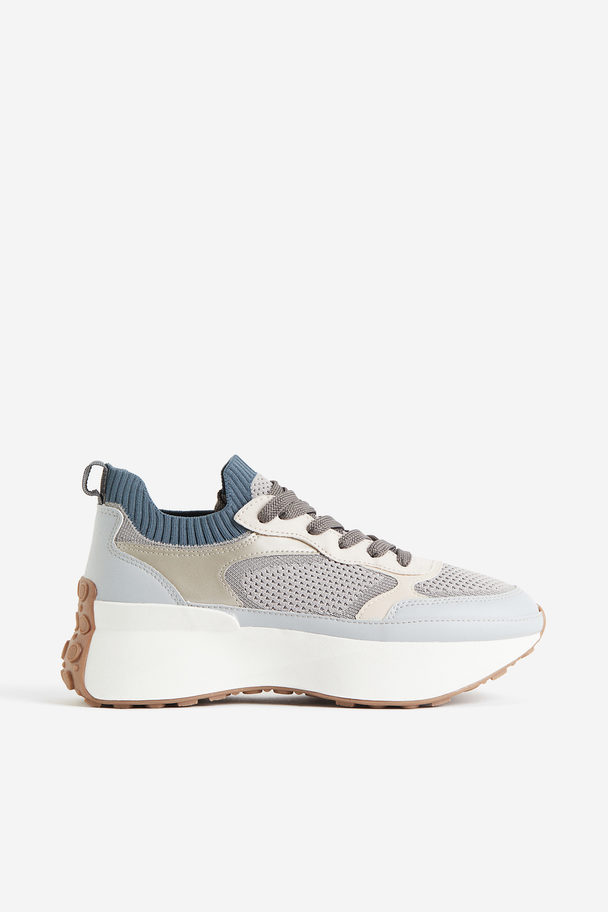 H&M Chunky Sneakers Grijs/lichtblauw