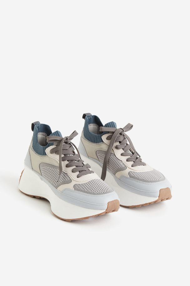 H&M Chunky Sneakers Grå/ljusblå