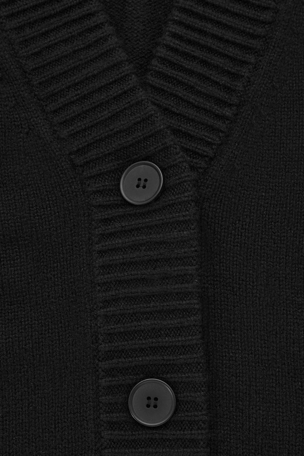COS Oversized Wool V-neck Cardigan Black
