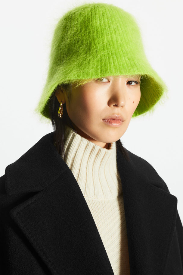 COS Textured Knitted Bucket Hat Green