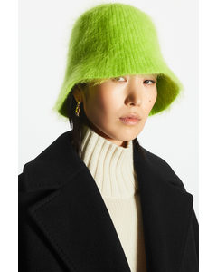 Textured Knitted Bucket Hat Green