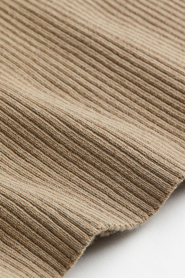 H&M Rib-knit Turtleneck Dress Beige
